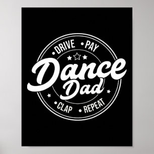 Grappige papa dans retro trotse danser dansend vad poster
