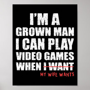 Grappige papa-gamer Ik kan videogames spelen als m Poster