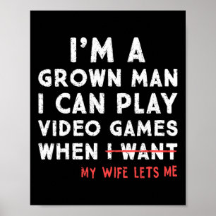 Grappige papa-gamer Ik kan videogames spelen als m Poster