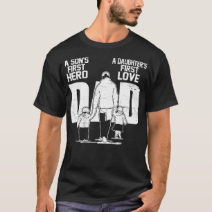 Grappige papa Zonen Eerste Held Dochters Eerste Li T-shirt