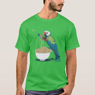 Grappige papegaai die Ramennoedels eet T-shirt