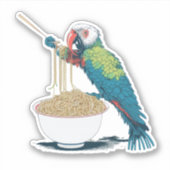 Grappige papegaai eten Ramen noedels Sticker (Voorkant)