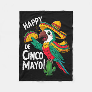 Grappige papegaai sombrero hoed cinco de mayo fleece deken