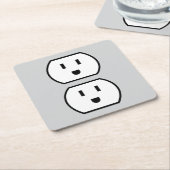 Grappige papieren onderzetters met happy face powe (Schuin)