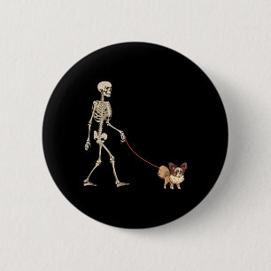 Grappige Papillon Skelet Hond Wandelen Halloween H Ronde Button 5,7 Cm
