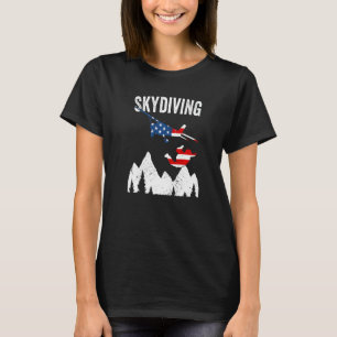 Grappige parachutist springt uit het vliegtuig VS- T-shirt