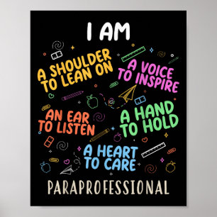 Grappige Paraeducator Heart to Care Paraprofession Poster