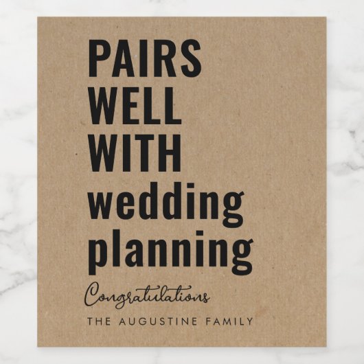 Grappige Paren Gaan Goed Samen met Trouwplannen Be Wijn Etiket (Enkel label)