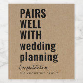 Grappige paren goed met bruiloft planning Verlovin Wijn Etiket (Enkel label)