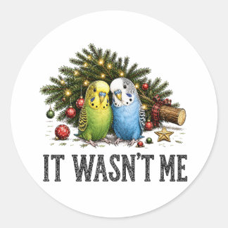 Grappige Parkieten Kerstmis Het Was Ik Niet Ronde Sticker