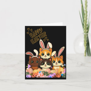 Grappige Pasen Katten Oren Konijn Eieren Lente voo Kaart