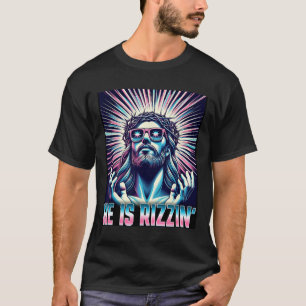 Grappige Pasen Opstanding Rizz Meme Hij Is Rizzin T-shirt