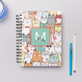 Grappige pastel katten terug naar school monogram  notitieboek