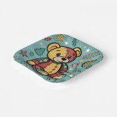 Grappige Patchwork Kerst Teddy Bear Papieren Bordje (Gebogen)
