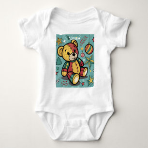 Grappige Patchwork Kerst Teddy Bear Romper