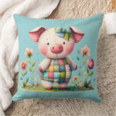 Grappige patchwork varken in bloementuin kussen (Deken)