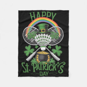 Grappige Patricks Dag Badminton Kostuum Vierbladig Fleece Deken