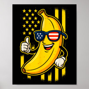 Grappige Patriotische Banaan Amerikaanse Vlag Sung Poster