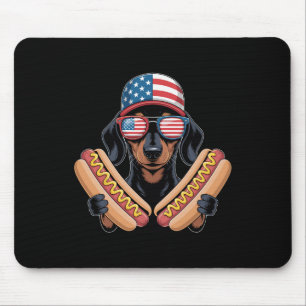 Grappige Patriotische Dachshund 4 juli Hotdog Amer Muismat