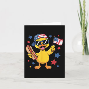 Grappige Patriotische Eend Usa Vlag 4e Juli Hotdog Kaart