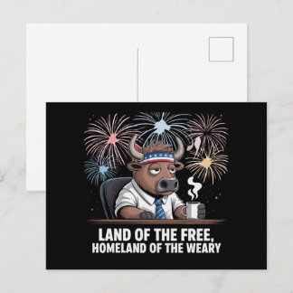 Grappige Patriottische Bizon Moe Office Werknemer Feestdagenkaart