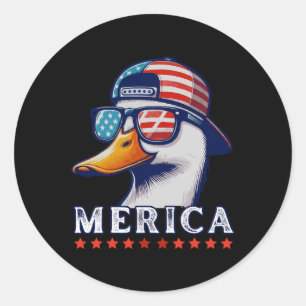 Grappige patriottische eendenliefhebbers 4 juli Gr Ronde Sticker