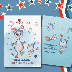 Grappige Patriottische Gans Rood, Wit en Losse Feestdagenkaart