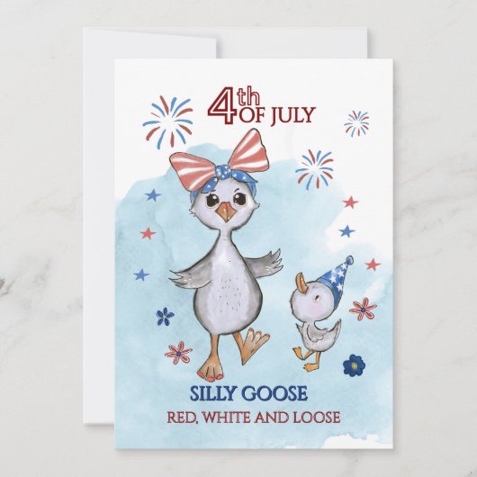Grappige Patriottische Gans Rood, Wit en Losse Feestdagenkaart (Voorkant)