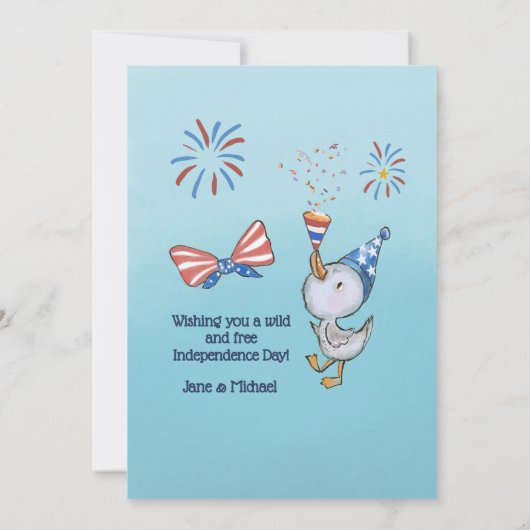 Grappige Patriottische Gans Rood, Wit en Losse Feestdagenkaart (Achterkant)