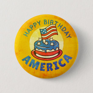 Grappige Patriottische Groet VS Land Ronde Button 5,7 Cm