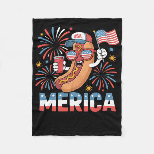 Grappige patriottische hotdog merica stijl 4 juli fleece deken