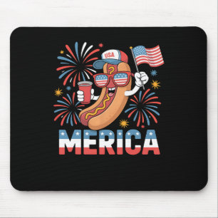 Grappige patriottische hotdog merica stijl 4 juli muismat