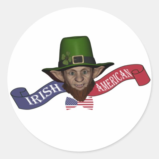 Grappige patriottische Ierse Amerikaanse kabouter Ronde Sticker (Voorkant)