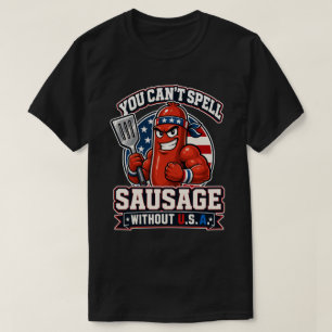 Grappige Patriottische Spierworst BBQ Grill Meeste T-shirt