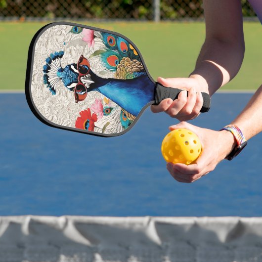 Grappige Pauw Dragen Zonnebril Bloemenveter Pickleball Paddle (Insitu)