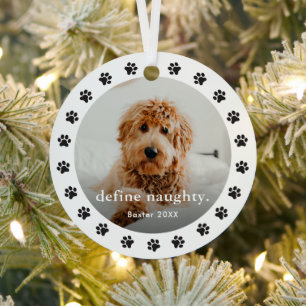 Grappige Paw print 2 foto Pet Christmas Metalen Ornament