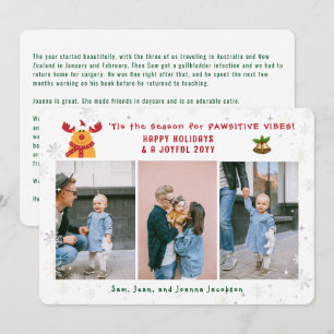 Grappige Pawsitieve Rudolph Minimalistische Modern Feestdagenkaart