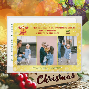 Grappige pawsitive Rudolph minimalistische elegant Feestdagenkaart