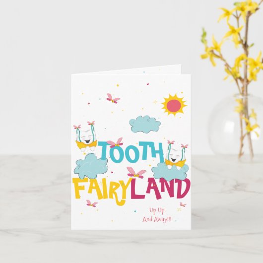 Grappige Peach Sparkle Magic Tooth Fairy Bedankt Kaart (Gele Bloem)