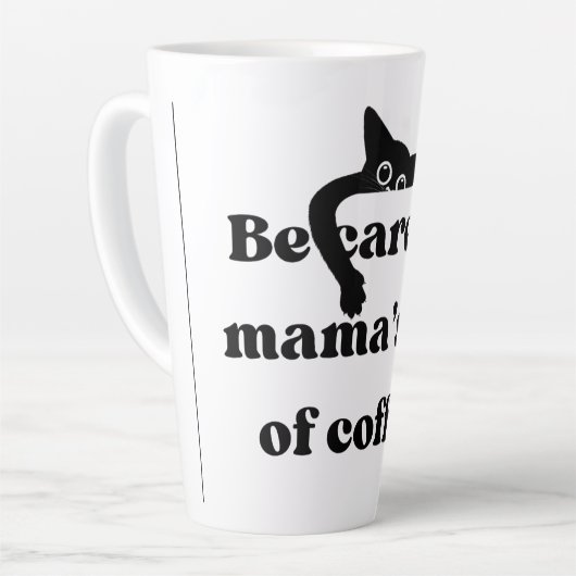 Grappige Peekaboo zwarte kat latte Mok – Schattige (Linkerhoek)