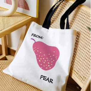 Grappige Peer Pun – “Van: Peer” Pop Art Fruit Canv Draagtas