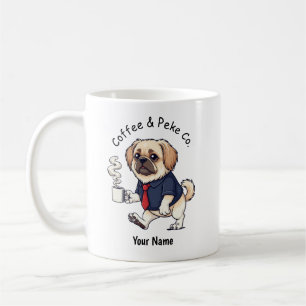 Grappige Pekingese Hond Zakelijke Pak Koffie Koffiemok