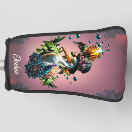 Grappige pelikaan met steampunk pet golfheadcover