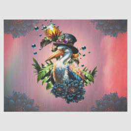 Grappige pelikaan met steampunk pet tissuepapier