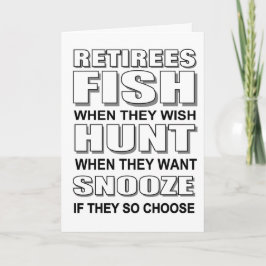 Grappige pensioenjagers, vissers en snoozers kaart