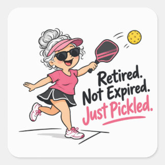 Grappige pensionering Pickleball servetten Vierkante Sticker