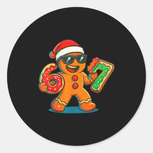 Grappige Peperkoek Zes Zeven 67 IJsdrup Kerstmis Ronde Sticker