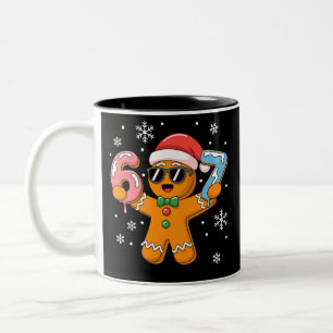 Grappige Peperkoek Zes Zeven 67 IJsdrup Kerstmis Tweekleurige Koffiemok