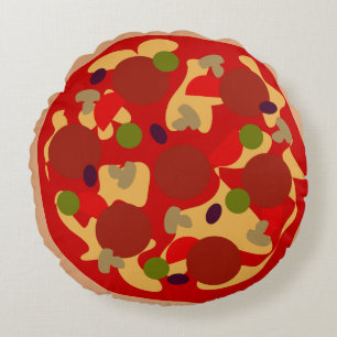 Grappige pepperoni pizza ronde novelty-werp kussen