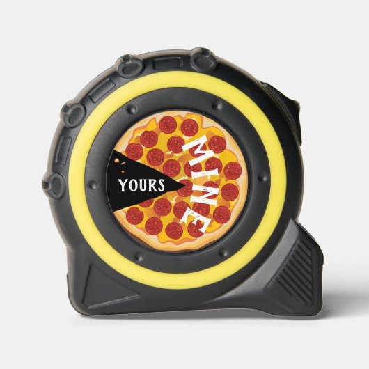 Grappige pepperoni pizza schattig feest rood zwart rolmaat (Voorkant)